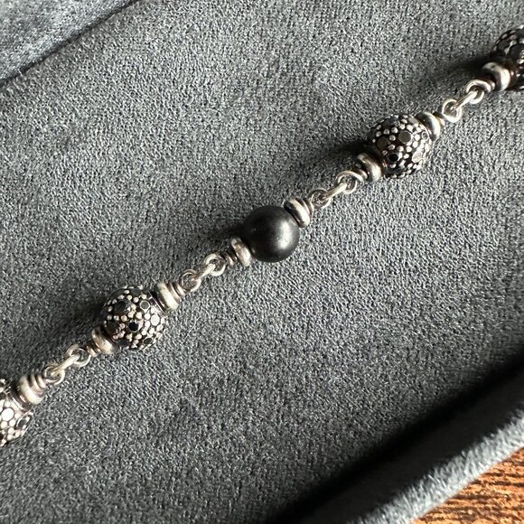 David Yurman Rosary Beads Bracelet w/ Black Onyx & Black Diamonds - Medium - Picture 5 of 14